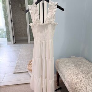 Amanda Uprichard WHITE Ruffle Midi Dress